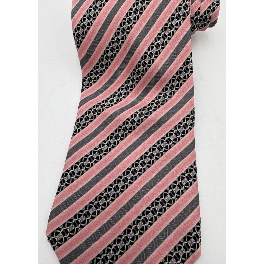 Pink Tie 100% Silk Italian Tie Pink Fabio Caviglia Striped Designer EUC